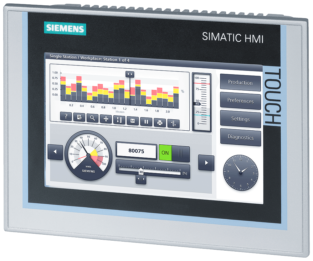 SIMATIC HMI TP700 Comfort， 精智面板， 触摸操作， 7" 宽屏 TFT 显示