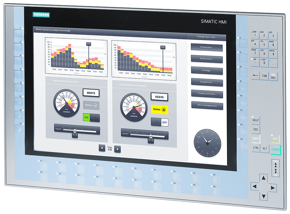 SIMATIC HMI KP1500 Comfort， 精智面板， 按键操作， 15” 宽屏 TFT 显示